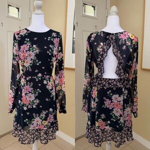 H&M Navy Blue Floral Print Dress Size 12